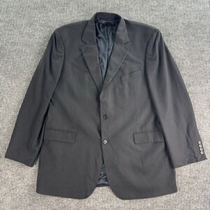 Brooks Brothers Suit Jacket 46L Black Wool Striped 346 Stretch Luxury Designer